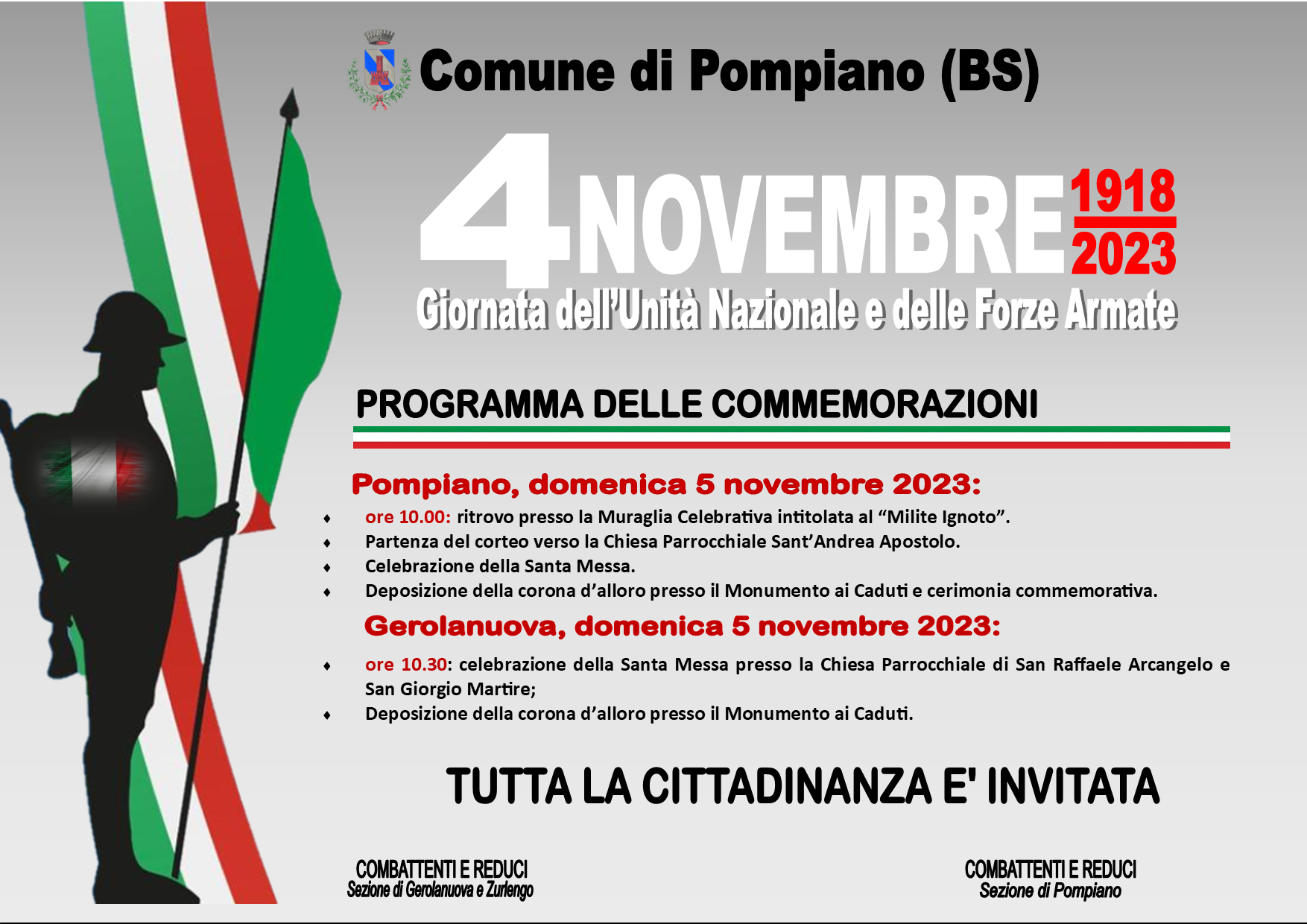 4 NOVEMBRE: Giornata dell'Unità Nazionale e delle Forze Armate