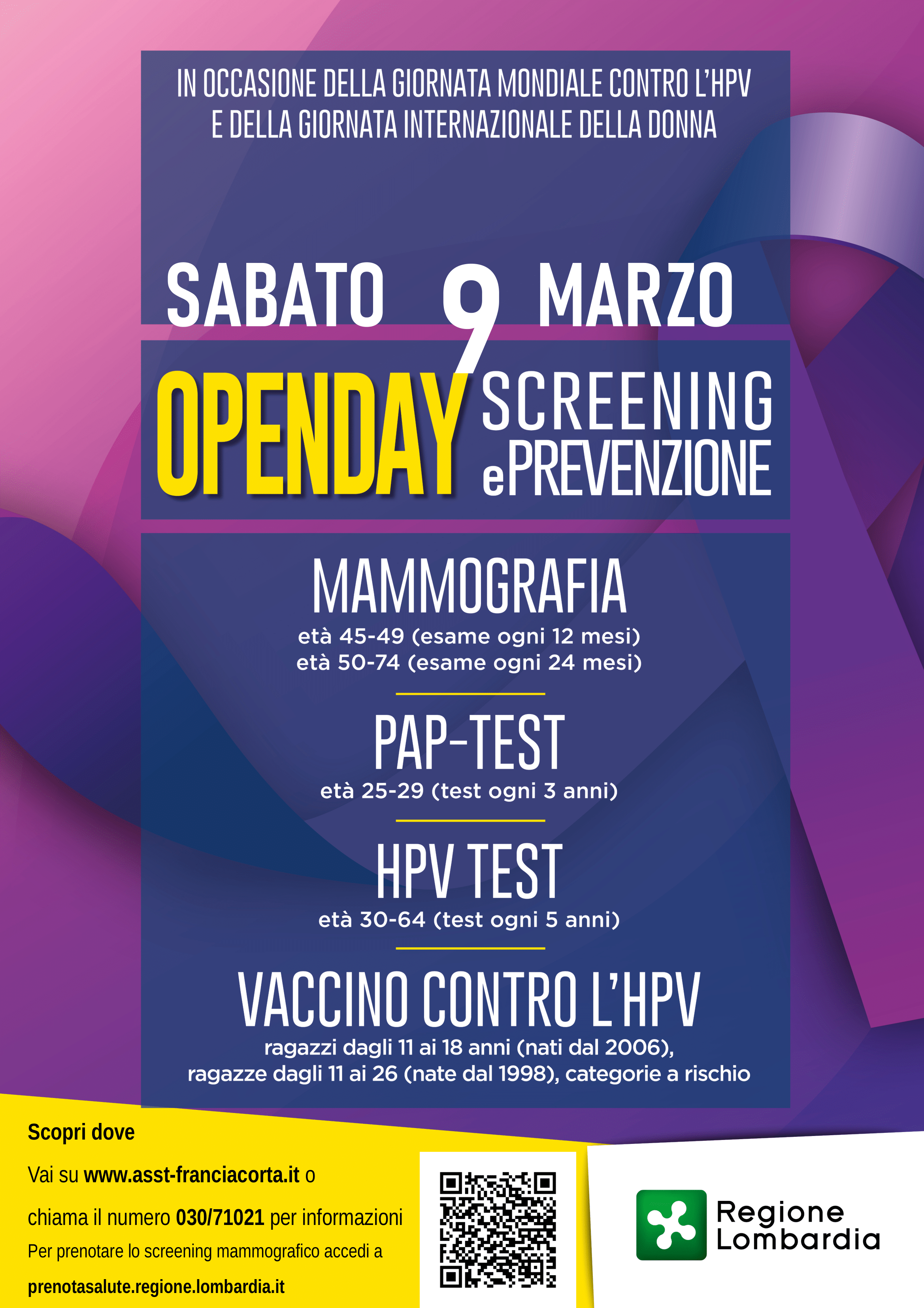 Asst franciacorta: open day screening e prevenzione 