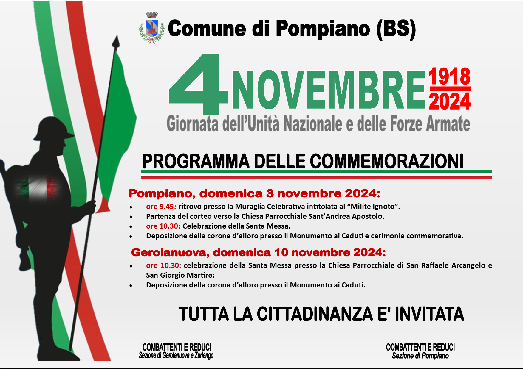 4 NOVEMBRE: Giornata dell'Unità Nazionale e delle Forze Armate