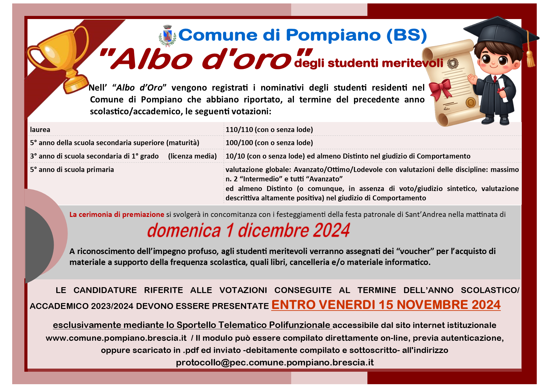 "ALBO D'ORO" degli studenti meritevoli