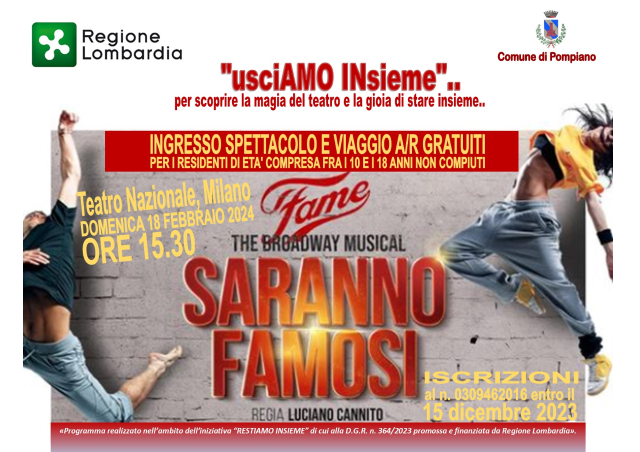 “Saranno Famosi”, il musical: Domenica 18 febbraio 2024, ore 15.30, Teatro Nazionale a Milano